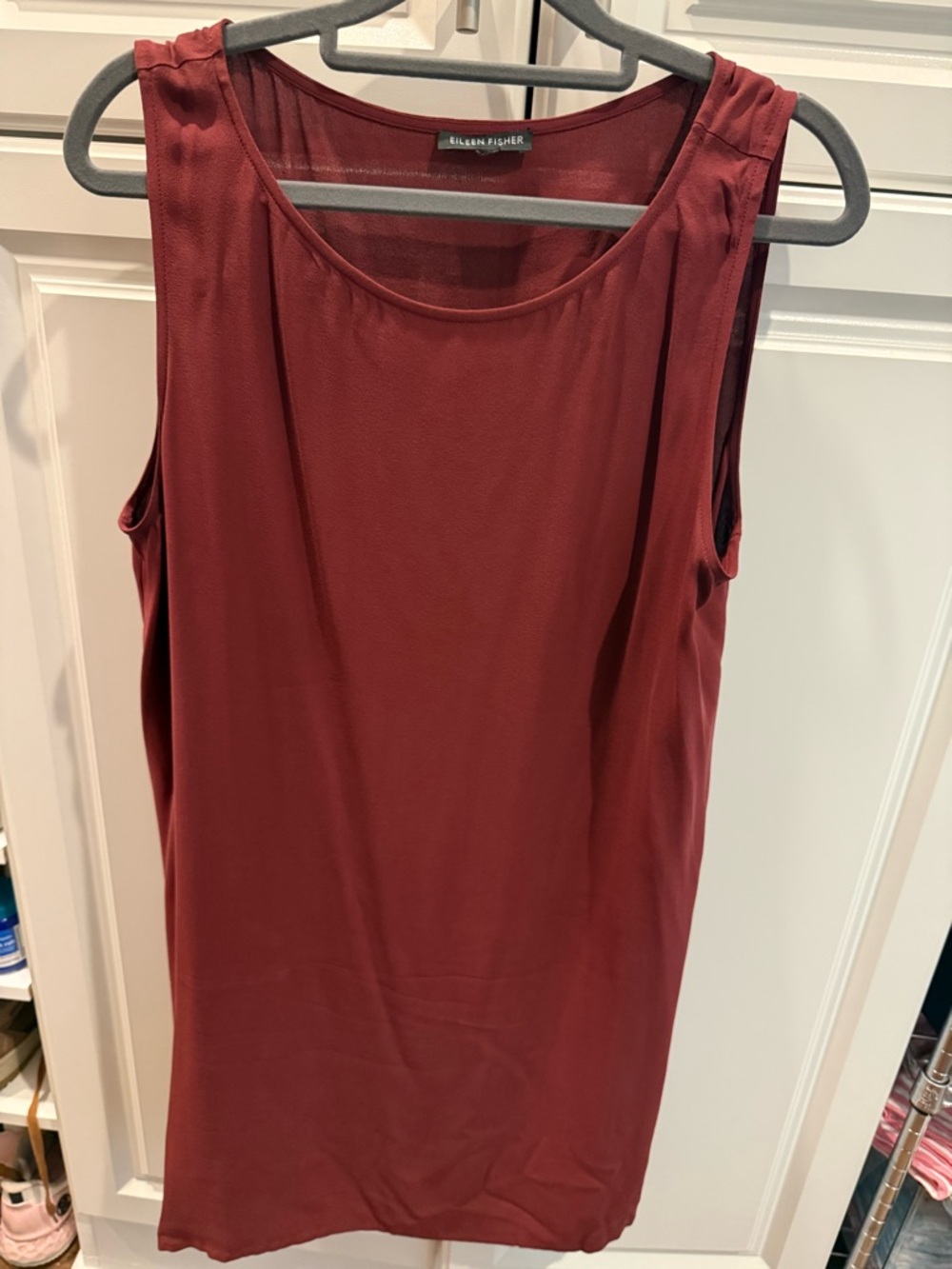 Eileen Fisher Burgundy Sleeveless Scoop Neck Tank Top
